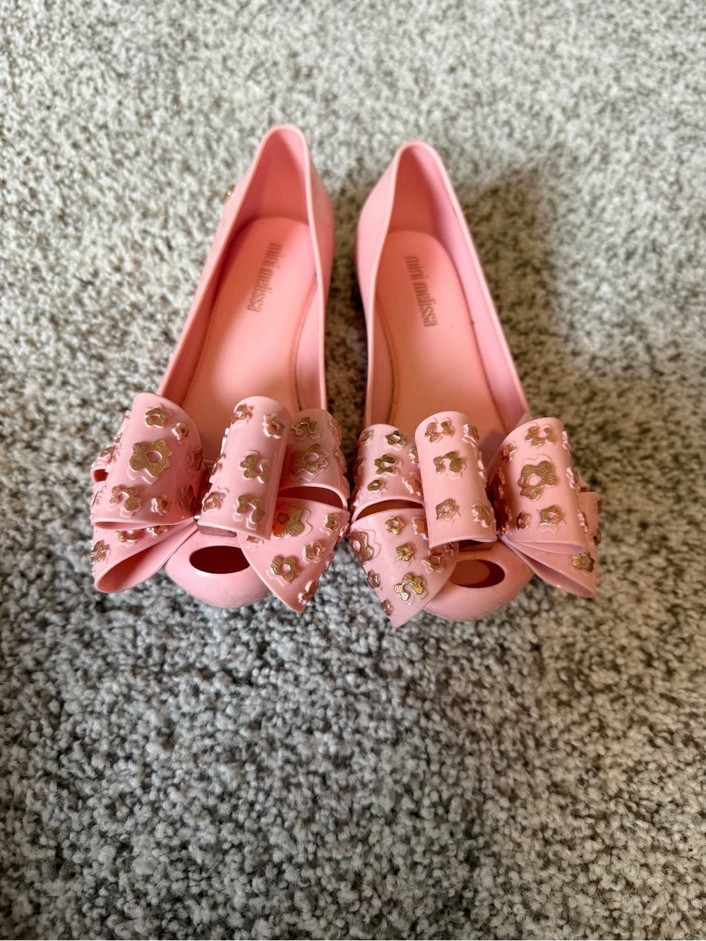 Mini Melissa Pink Jelly Flats with Bow Detail